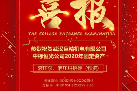 热烈祝贺凯时娱乐中标恒光公司2020年牢靠资产——液压泵、液压钳招标（物资)